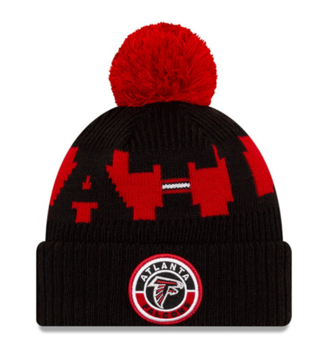 Atlanta Falcons Beanie New Era 2020 NFL Sideline Official Sport Pom Cuffed Knit Hat - THE 4TH QUARTER