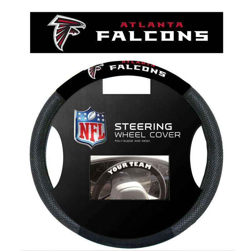 Atlanta Falcons Black Poly-suede & Mesh Steering Wheel Cover - THE 4TH QUARTER