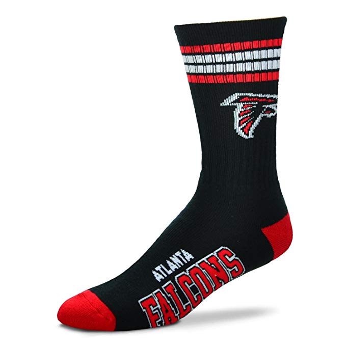 Atlanta Falcons Socks 4-Stripe Long Deuce Team Color Performance Black - THE 4TH QUARTER