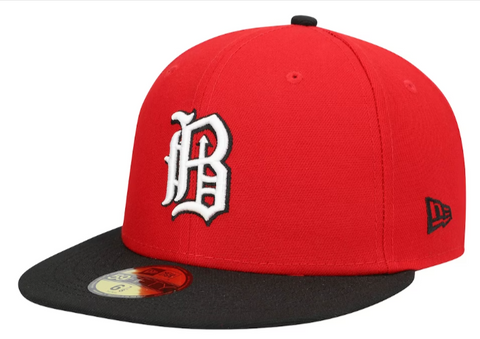 Birmingham Barons Fitted New Era 59Fifty Alternate Red Black Hat Cap Black UV