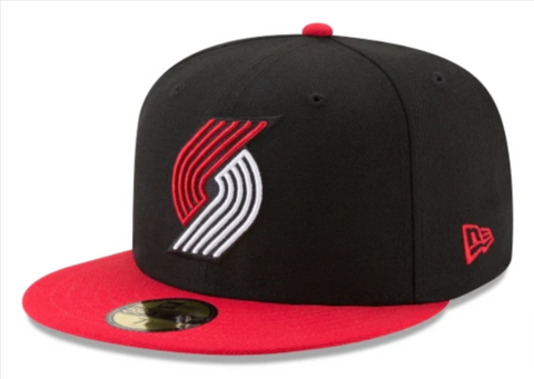 Portland Trailblazers Fitted 59Fifty New Era Cap Hat 2 Tone Black Red