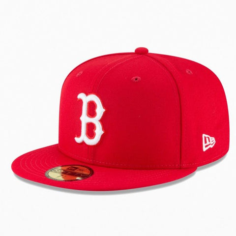 Boston Red Sox Fitted New Era 59FIFTY White 'B' Logo Red Cap Hat
