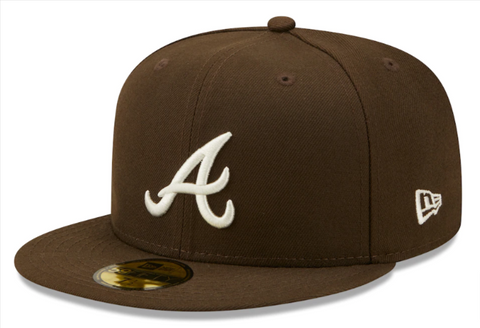 Atlanta Braves Fitted New Era 59Fifty Brown White Logo Hat Cap