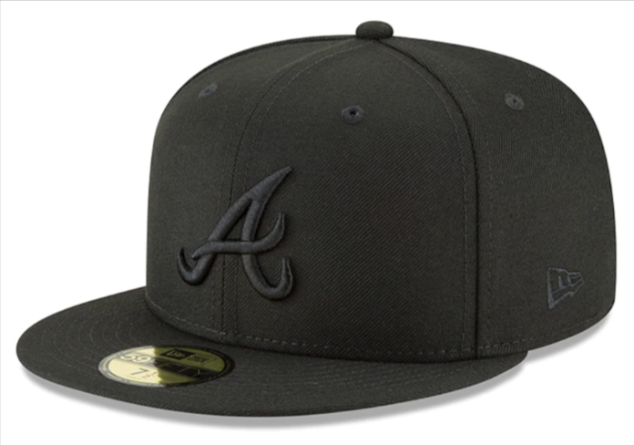 Atlanta Braves Fitted New Era 59Fifty Black Logo Cap Hat Black on