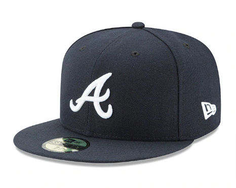 Atlanta Braves Fitted New Era 59Fifty On Field Navy White Logo Hat Cap