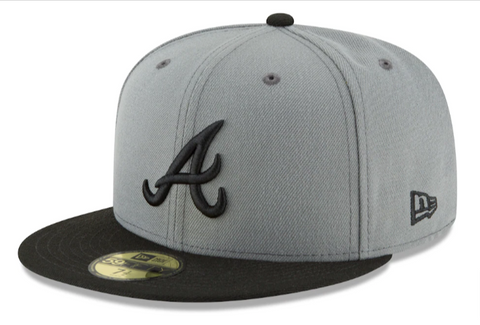Atlanta Braves Fitted New Era 59FIFTY Storm Charcoal Black Cap Hat Grey UV