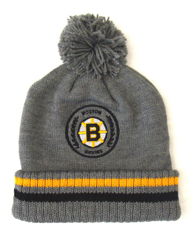 Boston Bruins Beanie Mitchell & Ness Soft Acrylic Knit Hi-5 Pom Gray - THE 4TH QUARTER