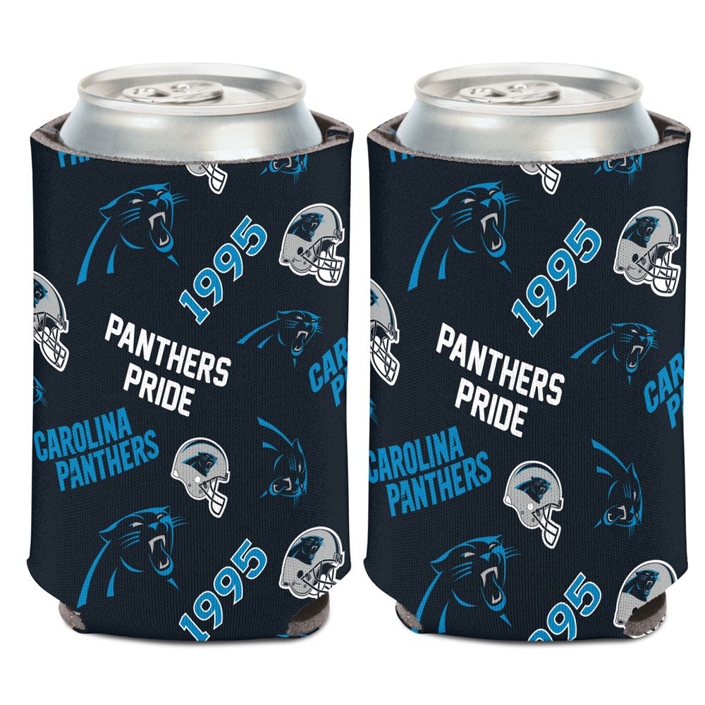 Carolina Panthers 12oz Scatterprint Can Cooler Kaddy Holder - THE 4TH QUARTER