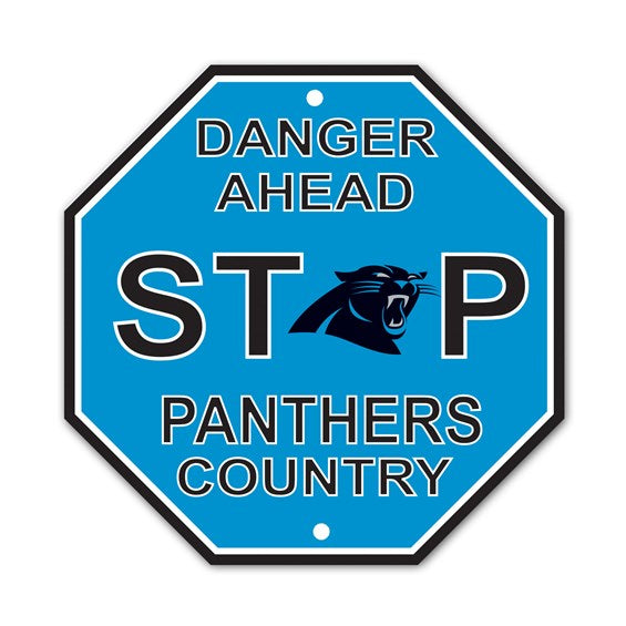 Carolina Panthers Bar Home Decor Plastic Stop Sign - THE 4TH QUARTER