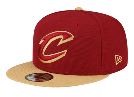 Cleveland Cavaliers Fitted 59Fifty New Era Cap Hat 2 Tone Burgundy Tan
