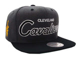 Cleveland Cavaliers Snapback Mitchell & Ness Script Cap Hat Charcoal Black