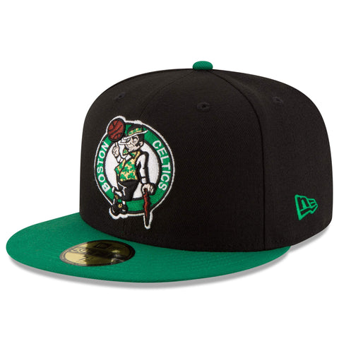 Boston Celtics Fitted 59Fifty New Era Cap Hat 2 Tone Black Green