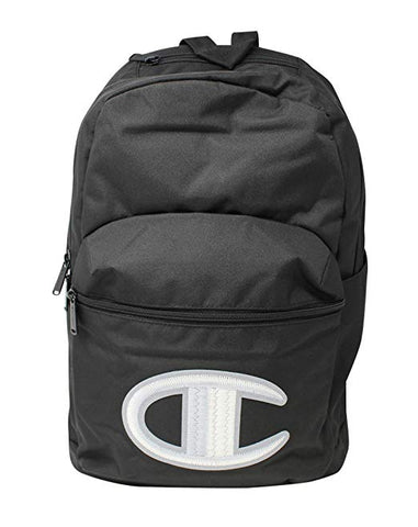 Champion Supercize Backpack Black with Grey Floss Stitch C Logo