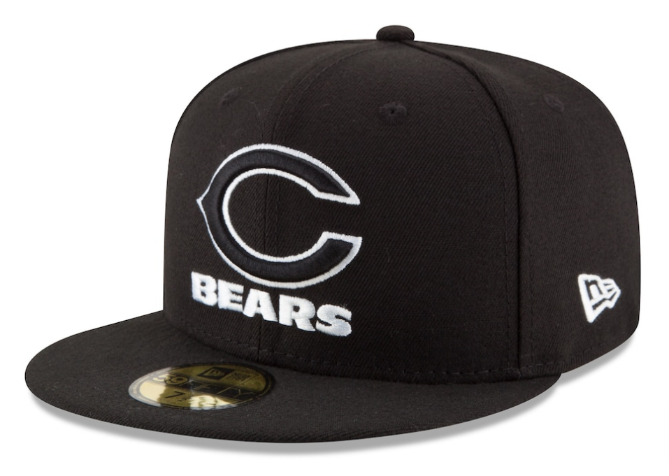 Chicago Bears Fitted New Era 59FIFTY Black White Cap Hat - THE 4TH QUARTER