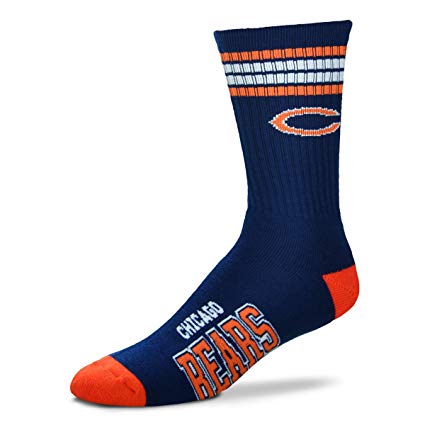 Chicago Bears Socks 4-Stripe Long Deuce Team Color Performance - THE 4TH QUARTER