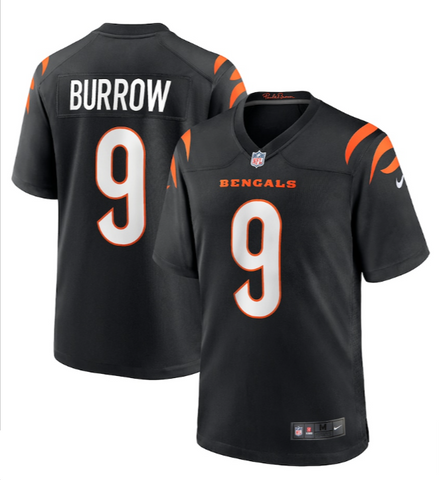 Cincinnati Bengals Mens Jersey #9 Burrow Game Black Replica