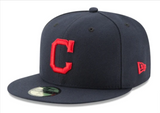 Cleveland Indians Fitted New Era 59FIFTY Navy Red C Logo Cap Hat - THE 4TH QUARTER