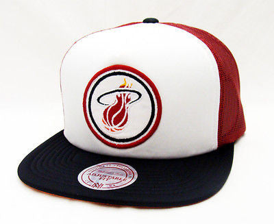 Miami Heat Snapback Mitchell & Ness Foam Front Trucker Cap Hat - THE 4TH QUARTER