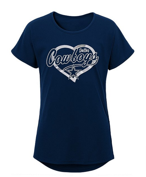 Dallas Cowboys Youth T-Shirt DCA Best Life Dolman Girls Tee Navy - THE 4TH QUARTER