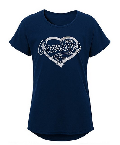 Dallas Cowboys Youth T-Shirt DCA Best Life Dolman Girls Tee Navy