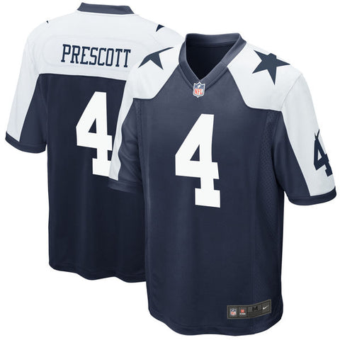 Dallas Cowboys Mens #4 Dak Prescott Nike Navy Alternate Game Jersey - THE 4TH QUARTER