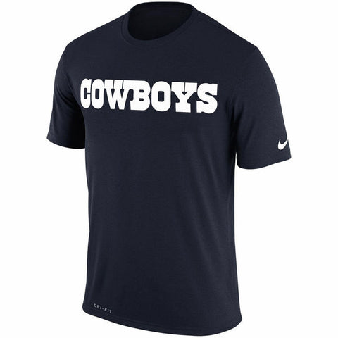 Dallas Cowboys Mens Nike Navy Legend Wordmark Essential 3 Performance T-Shirt - THE 4TH QUARTER