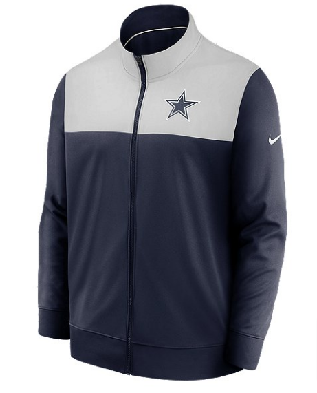 Dallas Cowboys Mens Jacket Nike 2 Tone Long Sleeve Full Zip Grey Navy - THE 4TH QUARTER