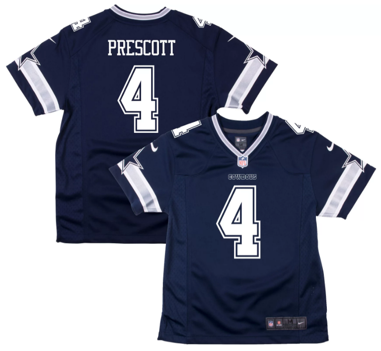 Dallas Cowboys Kids Jersey Nike #4 Dak Prescott Navy - THE 4TH QUARTER