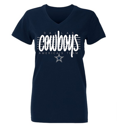Dallas Cowboys Womens T-Shirt DCA Fiona V-Neck Tee Navy