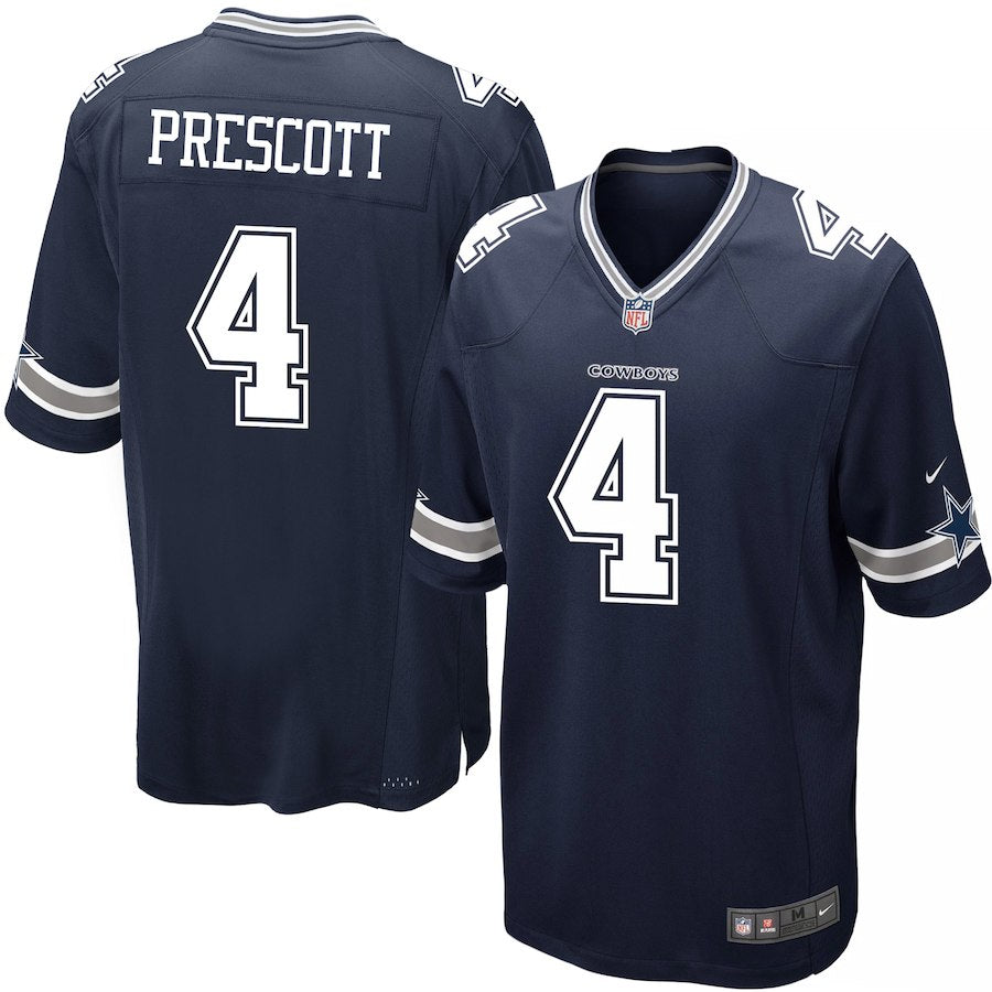 Dallas Cowboys Nike Youth #4 Prescott Navy Game Jersey - THE 4TH QUARTER