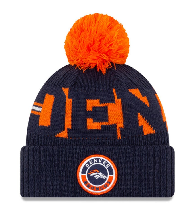 Denver Broncos Beanie New Era 2020 NFL Sideline Official Sport Pom Cuffed Knit Hat THE 4TH QUARTER