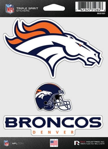 Denver Broncos Sticker Triple Spirit Pack