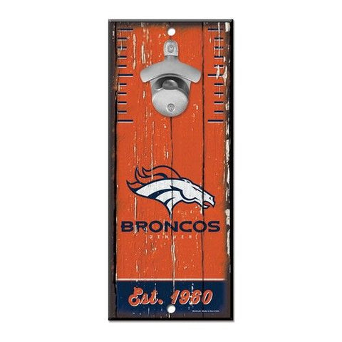 Denver Broncos 5X11 Wood Bottle Opener Sign