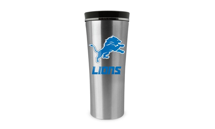 Detroit Lions 18oz Stainless Steel Free Flow Tumbler Travel Mug Cup - THE 4TH QUARTER