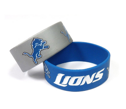 Detroit Lions Bulk Bandz Wide Bracelet 2 Pack