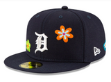 Detroit Tigers Fitted New Era 59Fifty Flower Power Navy Hat Cap Pink UV