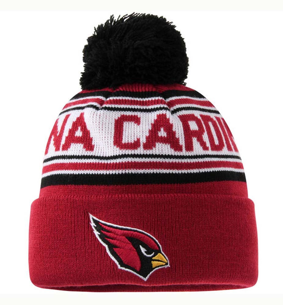 Arizona Cardinals Kids (4-7) Pom Cuff Embroidered Beanie Cap Burgundy - THE 4TH QUARTER