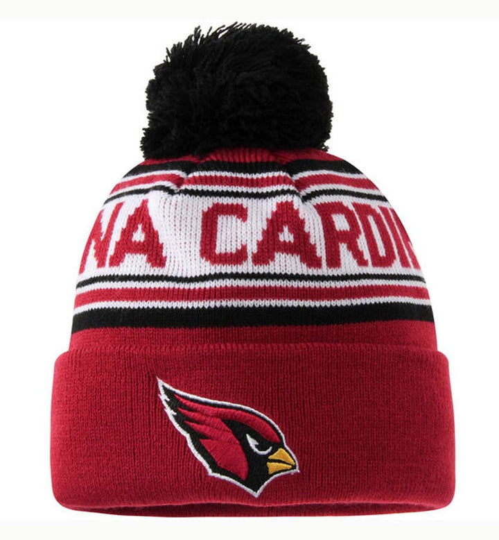 Arizona Cardinals Kids (4-7) Pom Cuff Embroidered Beanie Cap Burgundy - THE 4TH QUARTER