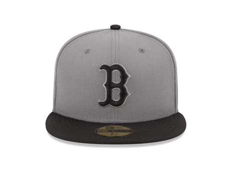 Boston Red Sox Fitted New Era 59FIFTY 'B' Logo Storm Charcoal Black Cap Hat Grey UV