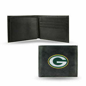 Green Bay Packers Mens Embroidered Leather Bi-fold Wallet - THE 4TH QUARTER