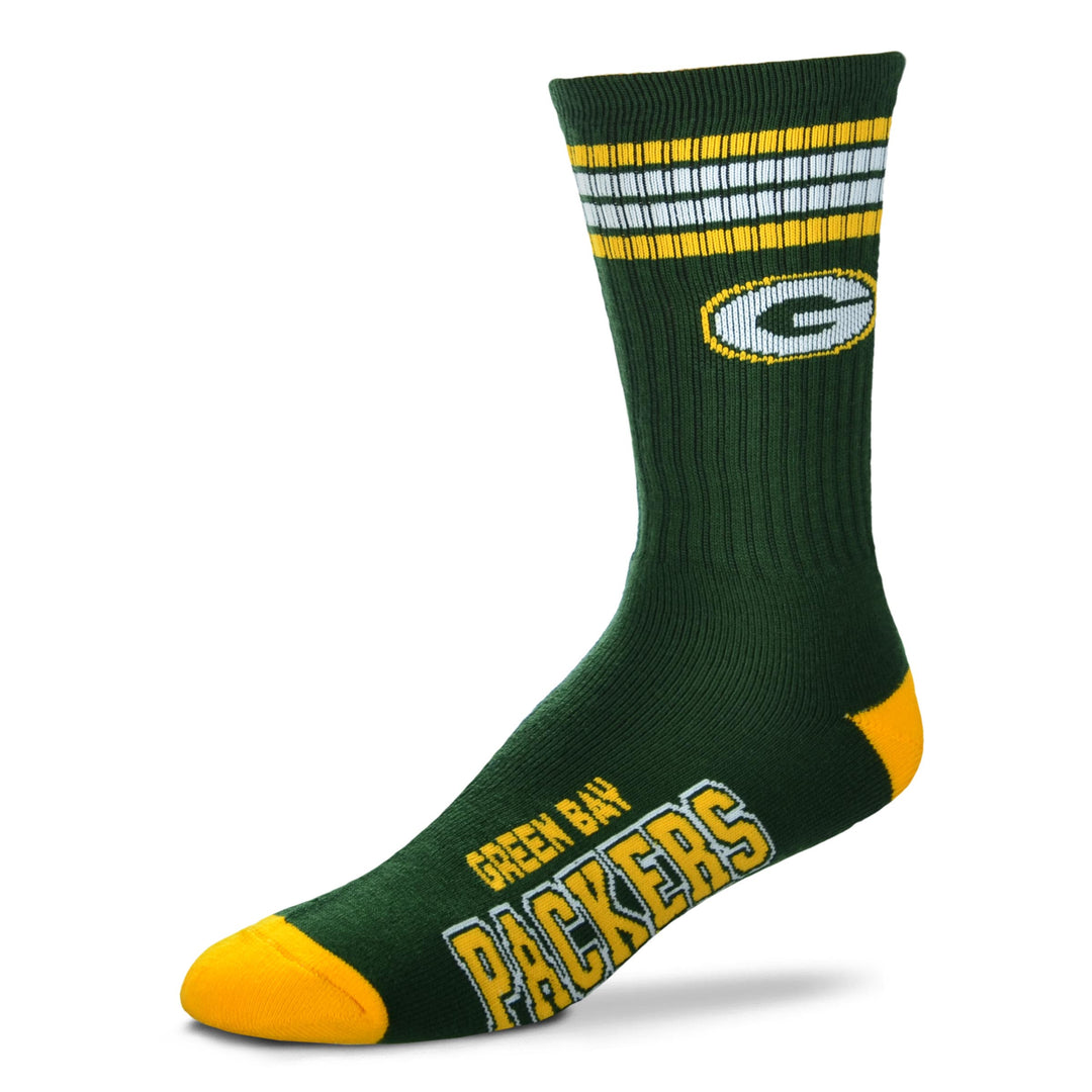 Green Bay Packers Socks 4-Stripe Long Deuce Team Color Performance - THE 4TH QUARTER