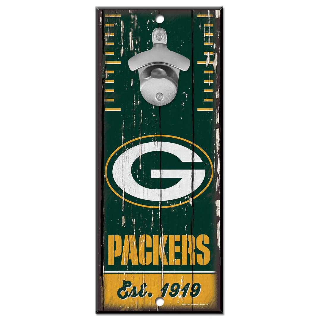 Green Bay Packers 5X11 Wood Bottle Opener Sign - THE 4TH QUARTER