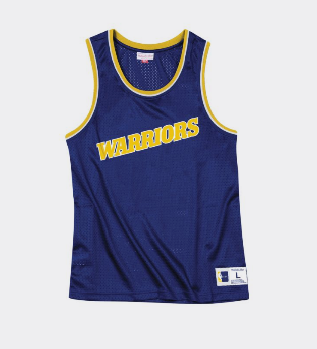 Golden State Warriors Mens Mitchell & Ness Mesh Tank Top Blue - THE 4TH QUARTER