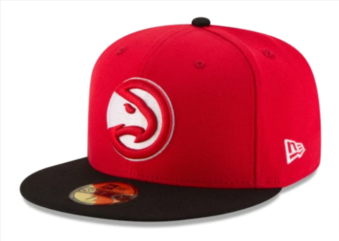 Atlanta Hawks Fitted 59Fifty New Era Cap Hat 2 Tone Red Black - THE 4TH QUARTER