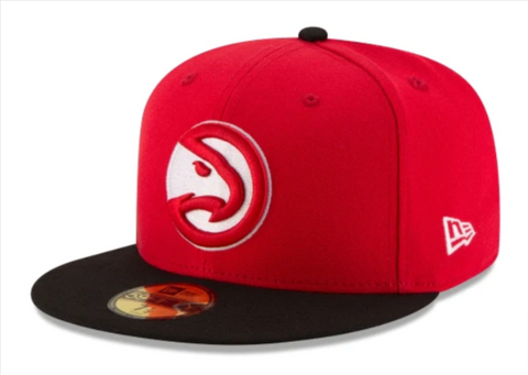 Atlanta Hawks Fitted 59Fifty New Era Cap Hat 2 Tone Red Black