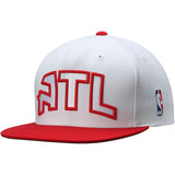 Atlanta Hawks Snapback Mitchell & Ness XL Logo Cap Hat White Red New - THE 4TH QUARTER