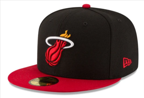 Miami Heat Fitted 59Fifty New Era Cap Hat 2 Tone Black Red