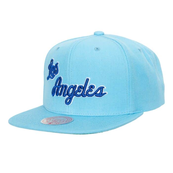 Los Angeles Lakers Snapback Mitchell & Ness Team Ground 2.0 HWC Sky Blue Cap Hat Green UV - THE 4TH QUARTER