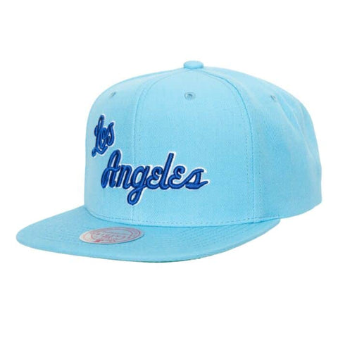 Los Angeles Lakers Snapback Mitchell & Ness Team Ground 2.0 HWC Sky Blue Cap Hat Green UV