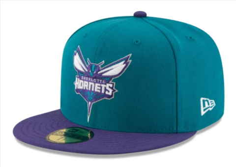 Charlotte Hornets Fitted 59Fifty New Era Cap Hat 2 Tone Teal Purple